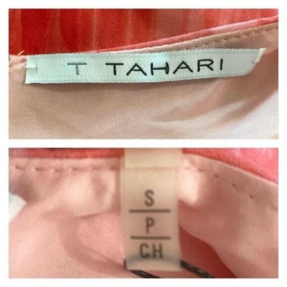 T Tahari Sleeveless Faux Wrap Bodice Seraphina Paradiseo Pink Chiffon Dress Sz S - Picture 7 of 9